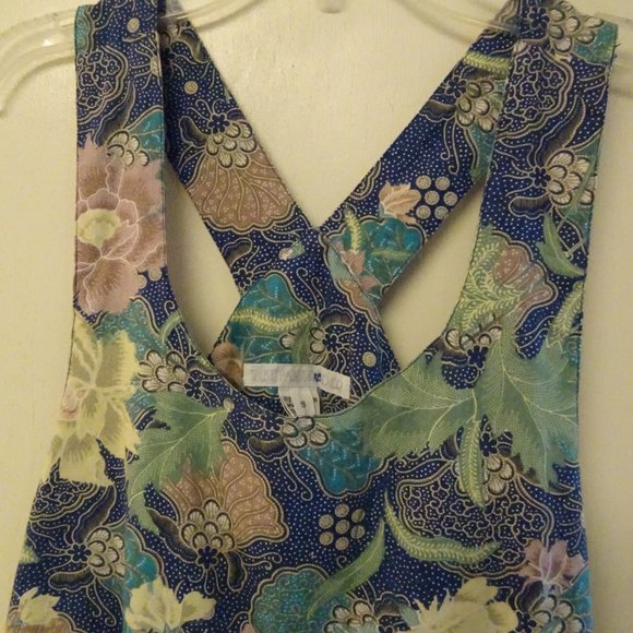Tibetan Trader Floral Blues Cotton maxi pocket dress s - Picture 10 of 12
